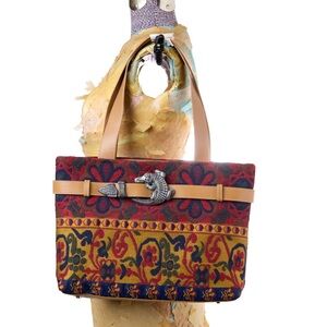 Sharif Studio Tapestry Tote Bag w/ Alligator Buckle